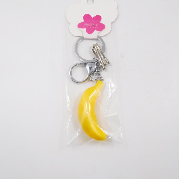 Promotion Plastic Simulate Fruit Flashing Yellow Banana LED Keychain Light Key Rings