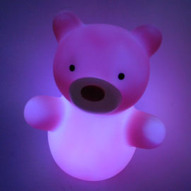 Eco-friendly Plastic Pink LED Bear Electronic Night Light Toys for Kid