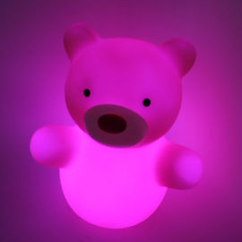 Eco-friendly Plastic Pink LED Bear Electronic Night Light Toys for Kid