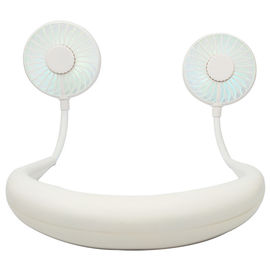 Protable hand free rechargeable USB Mini necklace fan for sports cool with Colorful LED light