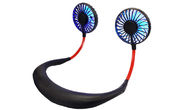 Protable hand free rechargeable USB Mini necklace fan for sports cool with Colorful LED light