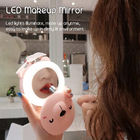 Carton USB rechargeable pig bear mini fan LED light cosmetic make up mirror LED light fan