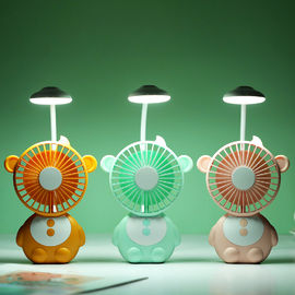 New design cartoon ELF monkeyPortable Handheld Electric LED Mini Fan desklamp with USB Cable