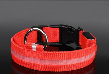 Adjustable Rechargeable Nylon Pets Safety Pet Dog Collar necklace with LED flashing light