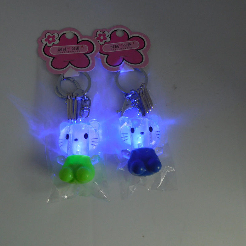 Cuddly Mini Crystal Hello Kitty LED Key chain/ Key ring light toy for Promotion